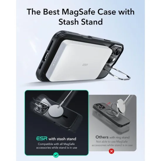 Cover Iphone 16 Pro Max Classic Hybrid With Stash Stand Case Esr - Black